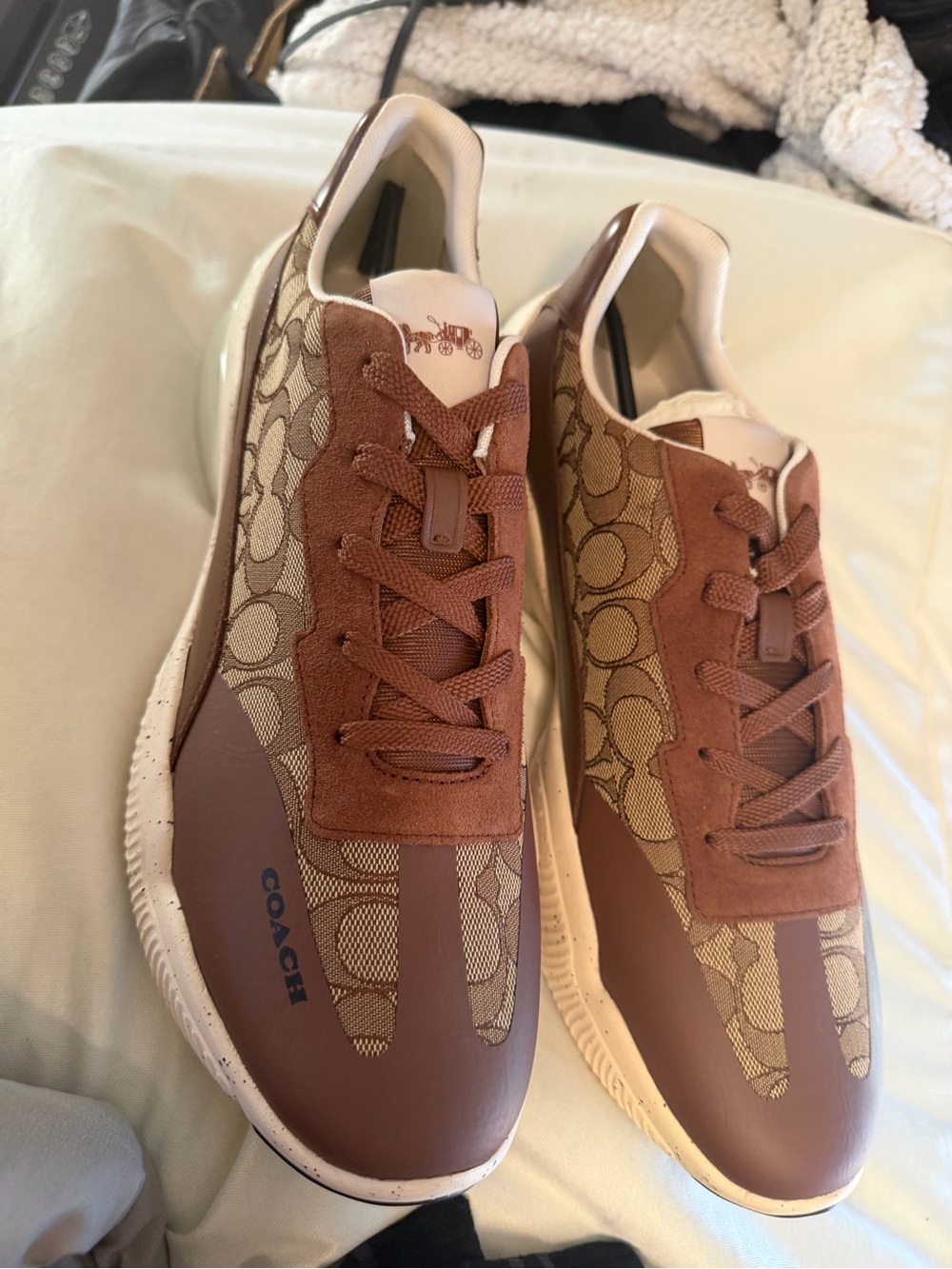 Coach Brown & Tan Signature Low-Top Sneakers